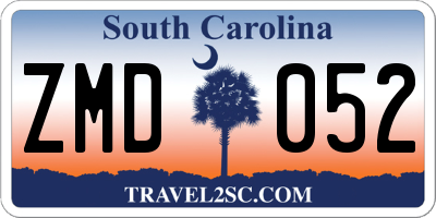 SC license plate ZMD052