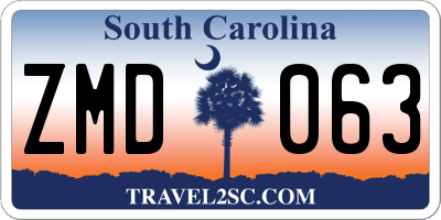 SC license plate ZMD063