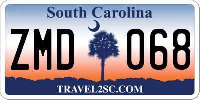 SC license plate ZMD068