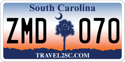SC license plate ZMD070