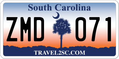 SC license plate ZMD071