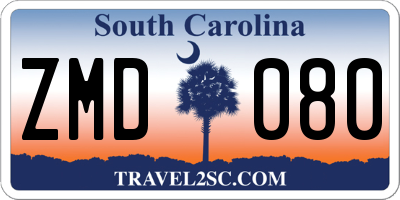 SC license plate ZMD080