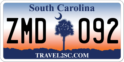 SC license plate ZMD092