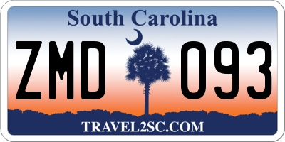 SC license plate ZMD093