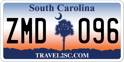 SC license plate ZMD096