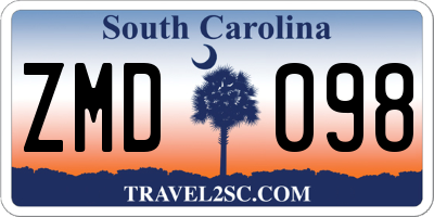 SC license plate ZMD098