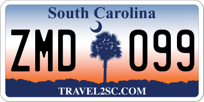 SC license plate ZMD099