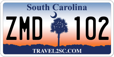 SC license plate ZMD102