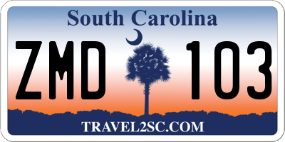 SC license plate ZMD103