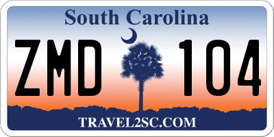 SC license plate ZMD104