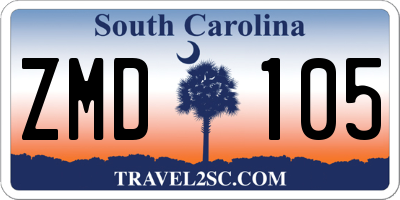 SC license plate ZMD105