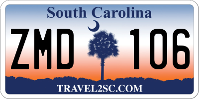 SC license plate ZMD106