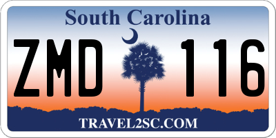 SC license plate ZMD116