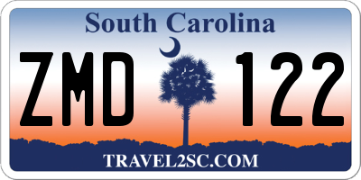 SC license plate ZMD122