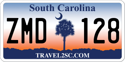 SC license plate ZMD128