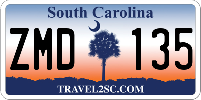 SC license plate ZMD135