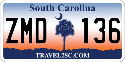 SC license plate ZMD136