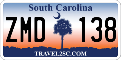 SC license plate ZMD138