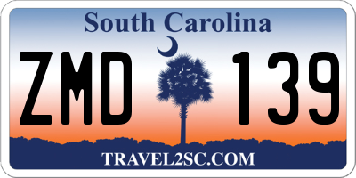 SC license plate ZMD139