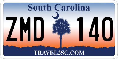 SC license plate ZMD140