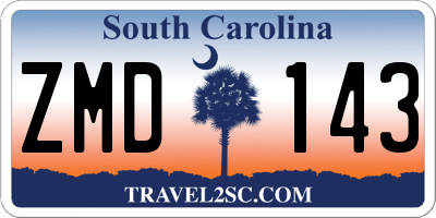 SC license plate ZMD143