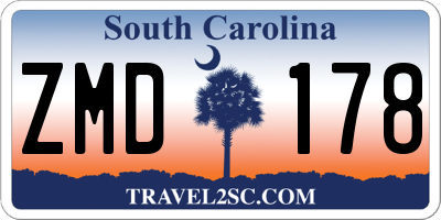 SC license plate ZMD178
