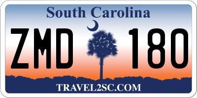 SC license plate ZMD180