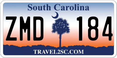 SC license plate ZMD184