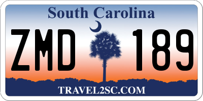 SC license plate ZMD189