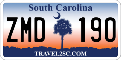 SC license plate ZMD190