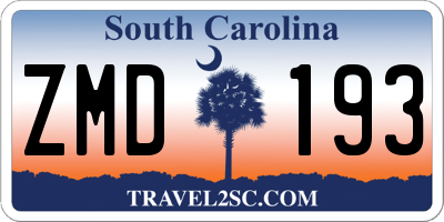 SC license plate ZMD193