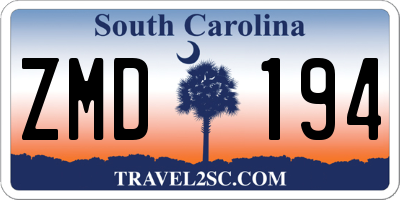 SC license plate ZMD194