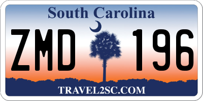 SC license plate ZMD196