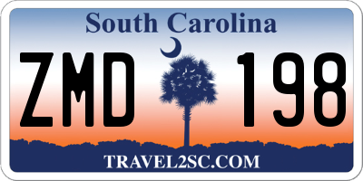 SC license plate ZMD198