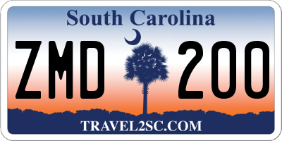 SC license plate ZMD200