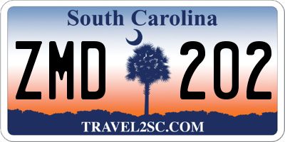 SC license plate ZMD202
