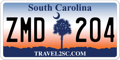 SC license plate ZMD204