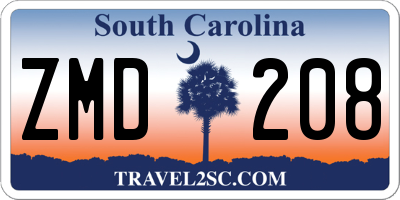 SC license plate ZMD208
