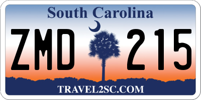 SC license plate ZMD215