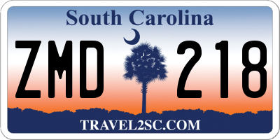 SC license plate ZMD218