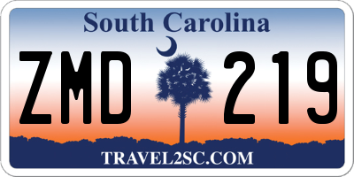 SC license plate ZMD219
