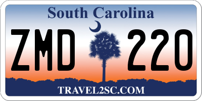 SC license plate ZMD220