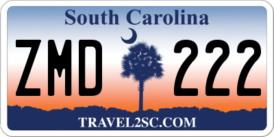 SC license plate ZMD222
