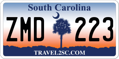 SC license plate ZMD223