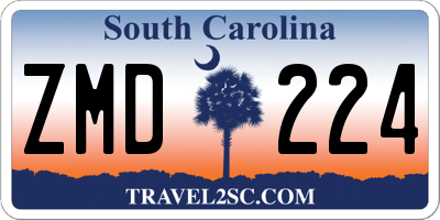 SC license plate ZMD224