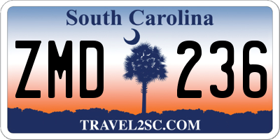 SC license plate ZMD236