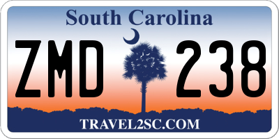 SC license plate ZMD238