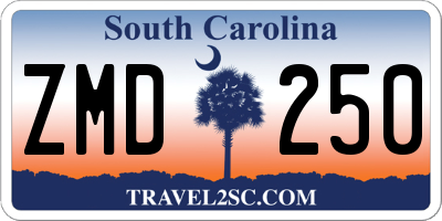 SC license plate ZMD250
