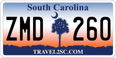 SC license plate ZMD260