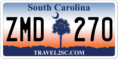 SC license plate ZMD270